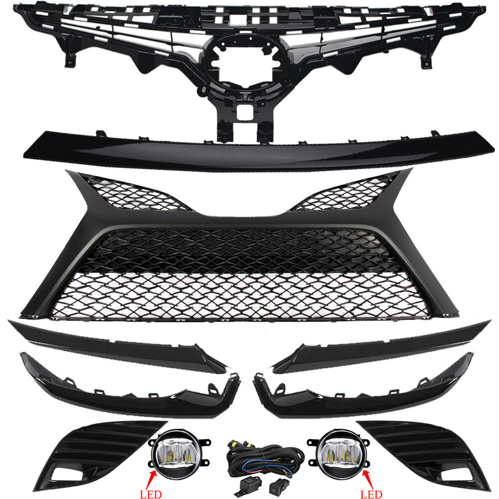 For Toyota Camry SE 2018-2020 Front Grille Lower Molding Foglights Set 11pcs