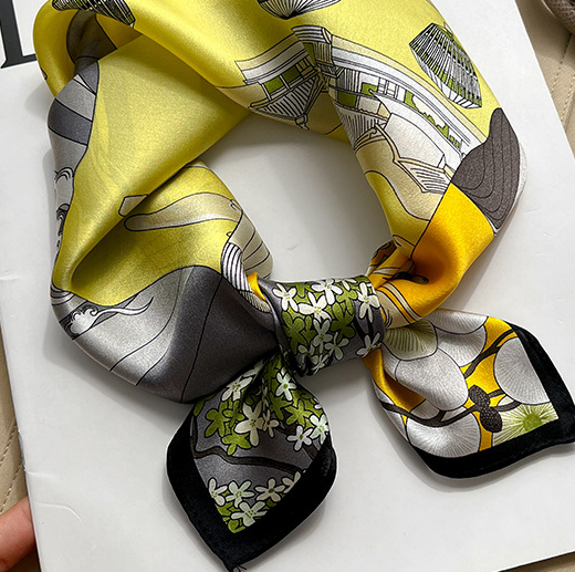100% Mulberry Silk Square Scarf for Women 53x53cm Fashion Printed Shawl