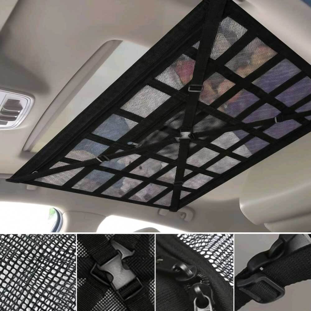 Car Interior Roof Cargo Net Double Layer Mesh Storage Organizer Bag Accessories