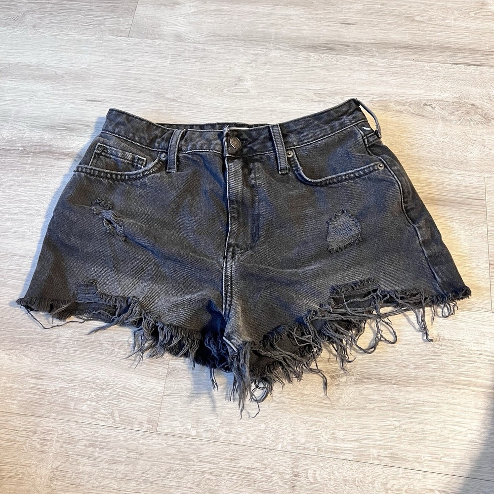 Forever 21 Black Distressed Cut Off Denim Shorts Women’s 25 Raw Hem Festival Y2K