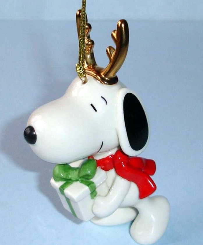 Lenox Peanuts Snoopy Ornament with Golden Antlers & Christmas Gift 895787