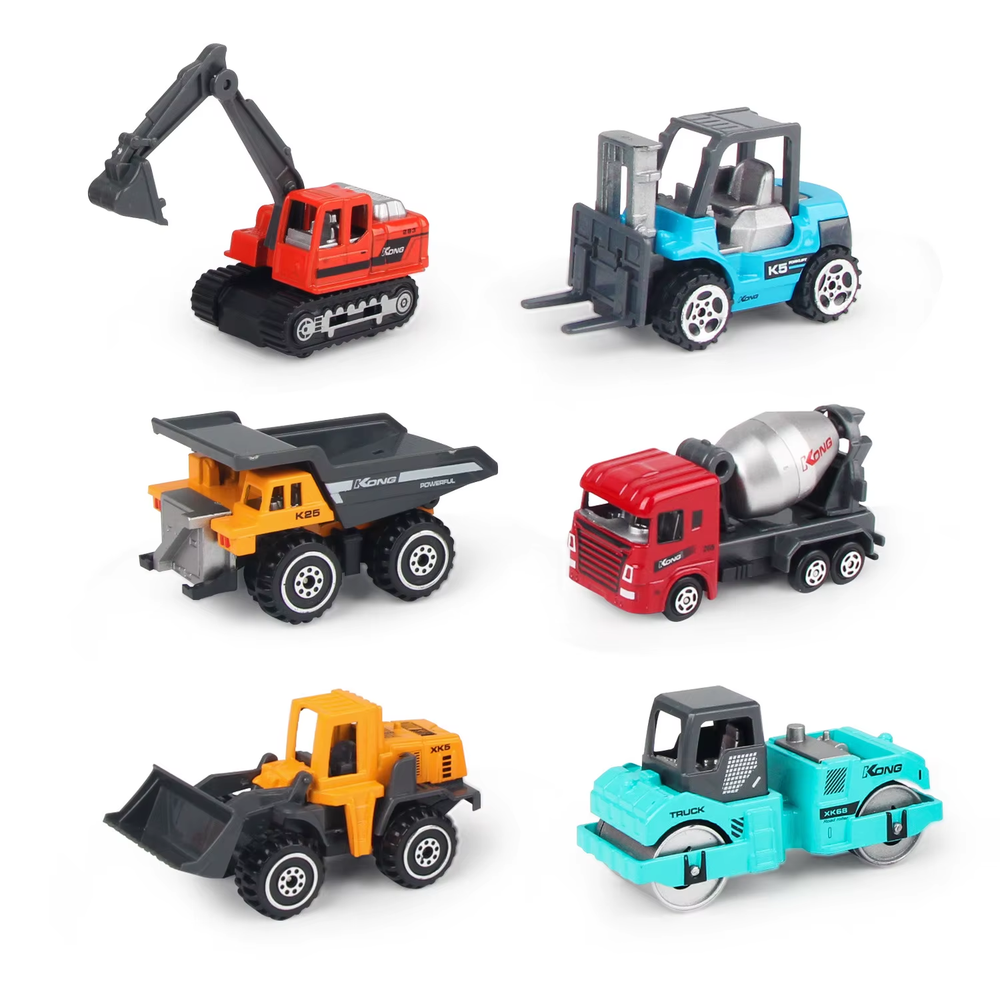 6Pcs Truck Toys for Kids Car Construction Model Vehicle Loader Tractor Excavator