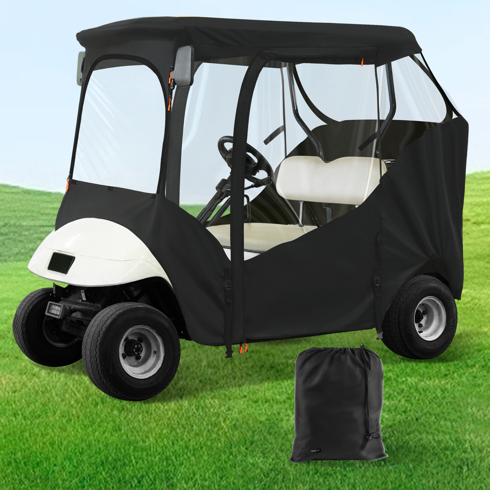 Drive-up Waterproof Golf Cart Cover 600D Driving Enclosure for 2 Passengers EZGO