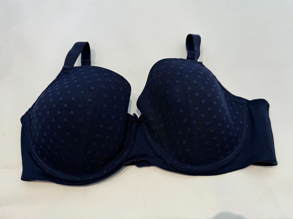 Matalan Bra Underwired Padded Lace Covered Full Cup Bra Size 40DD Navy Blue