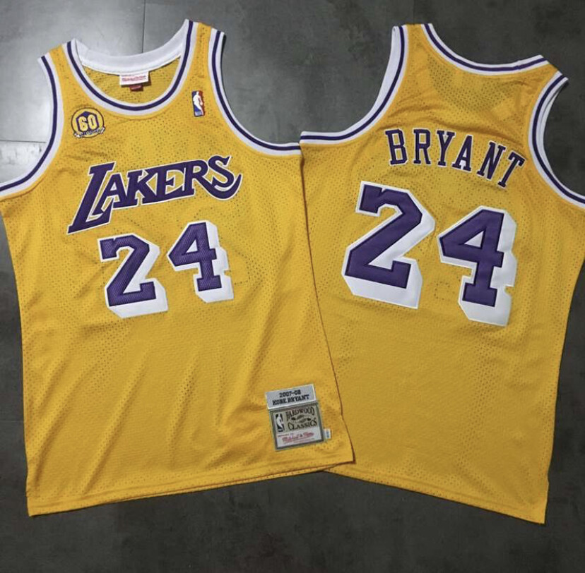 Los Angeles Lakers Kobe Bryant gold basketball retro jersey