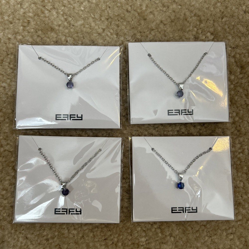 4 Effy Pendant Necklaces, Cruise Ship, Blue, Purple (3), Silver Tone, Sealed