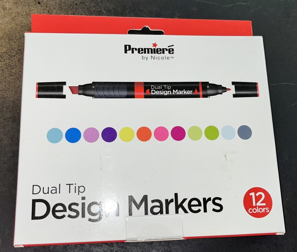 Premiere Brand Dual Tip Design Markers 12 Pack Multi Colored, 77989