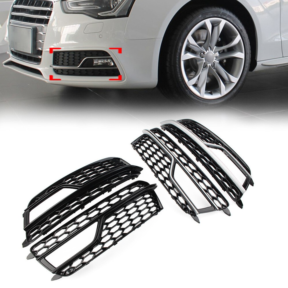 2x Front Bumper Honeycomb Mesh Fog Light Grille Cover For Audi A5 S-Line S5