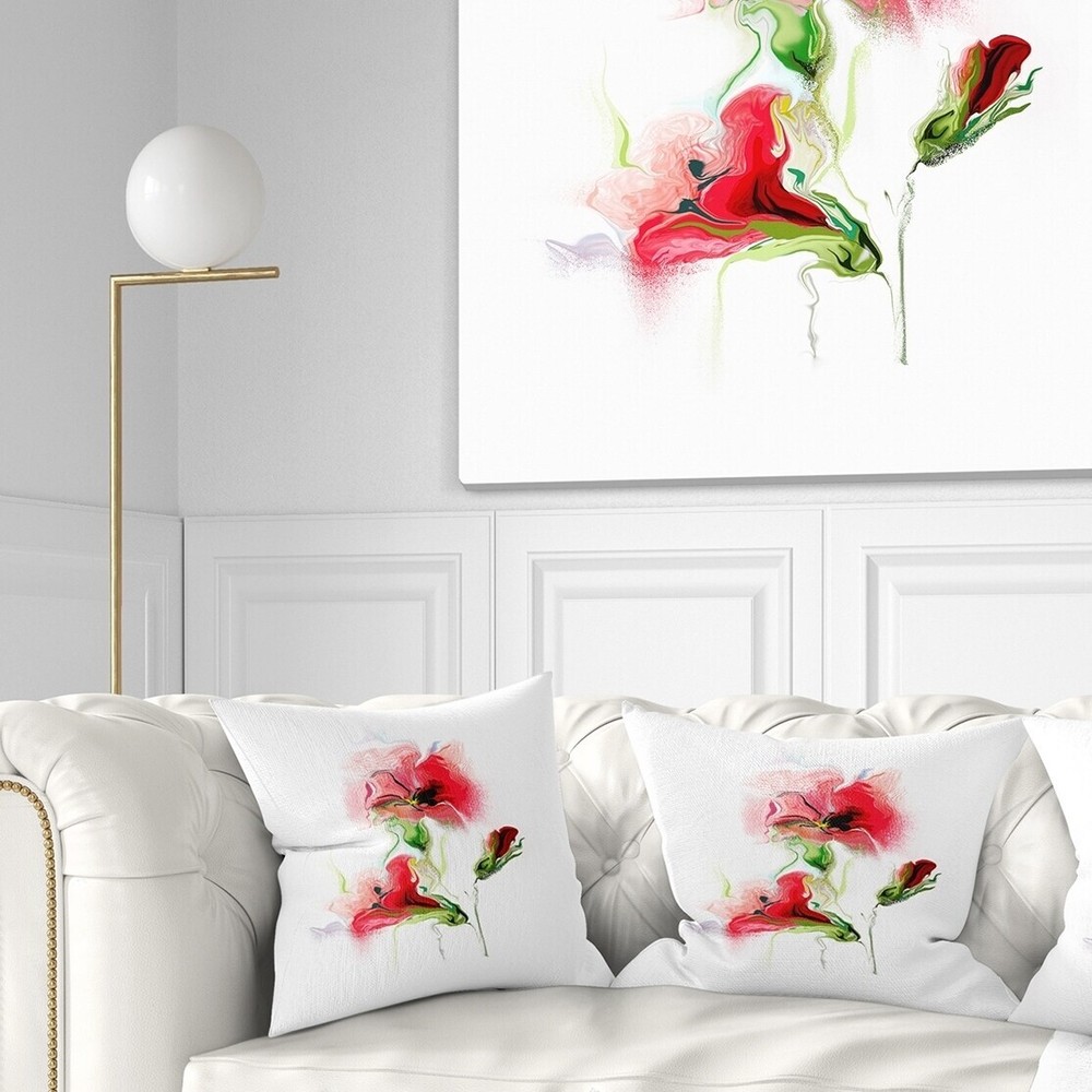 Designart 'Red Floral Watercolor Illustration' Animal Throw