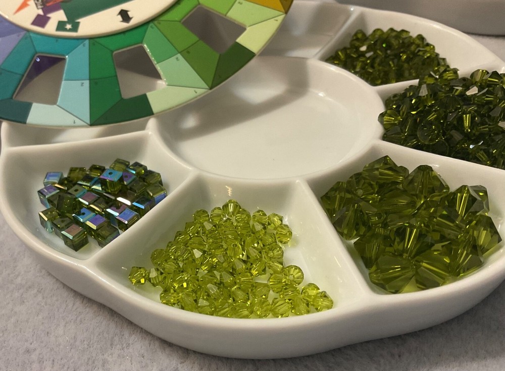 Swarovski Crystal Olivine Light Olive AB Cube Beads 5301 5601