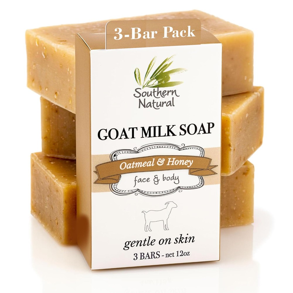 Oatmeal Soap Bar (3 Pack) Unscented Goat Milk Soap Bars With Colloidal Oatmea...