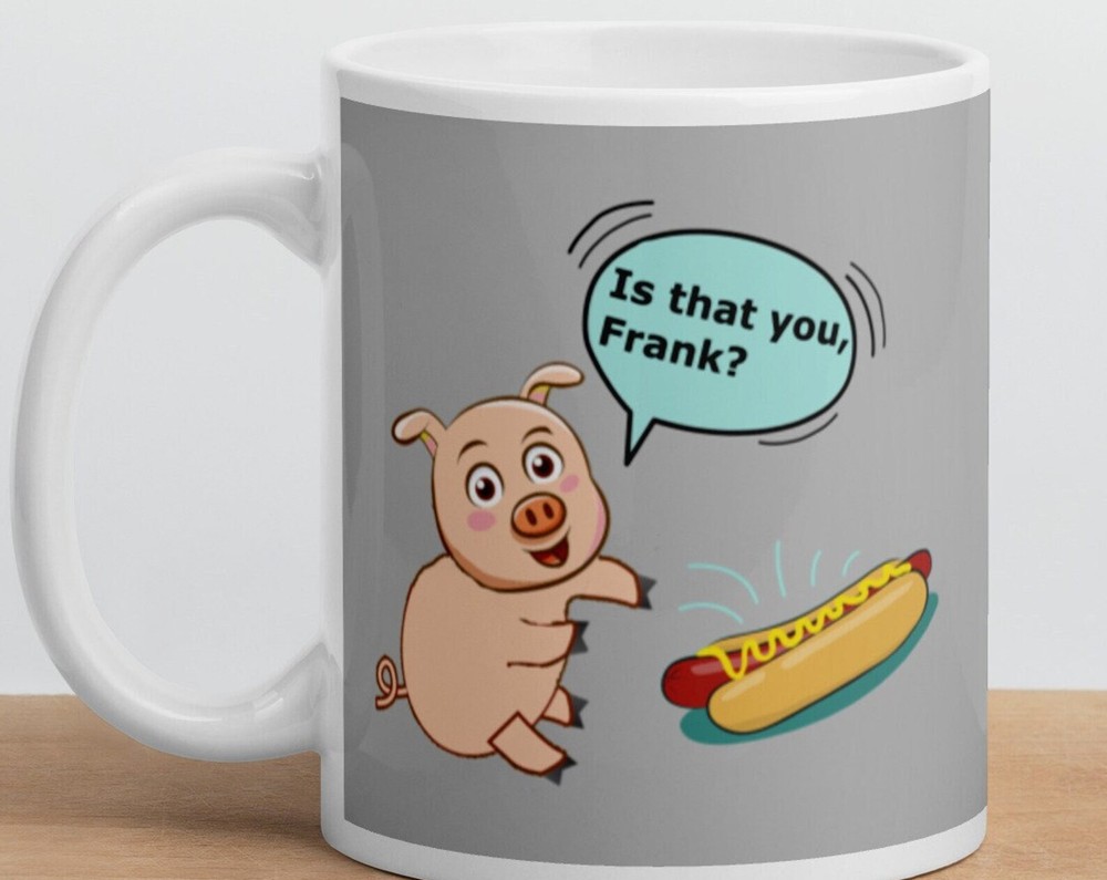 Funny Pig Pork Hotdog White Glossy Coffee Tea Cup Mug