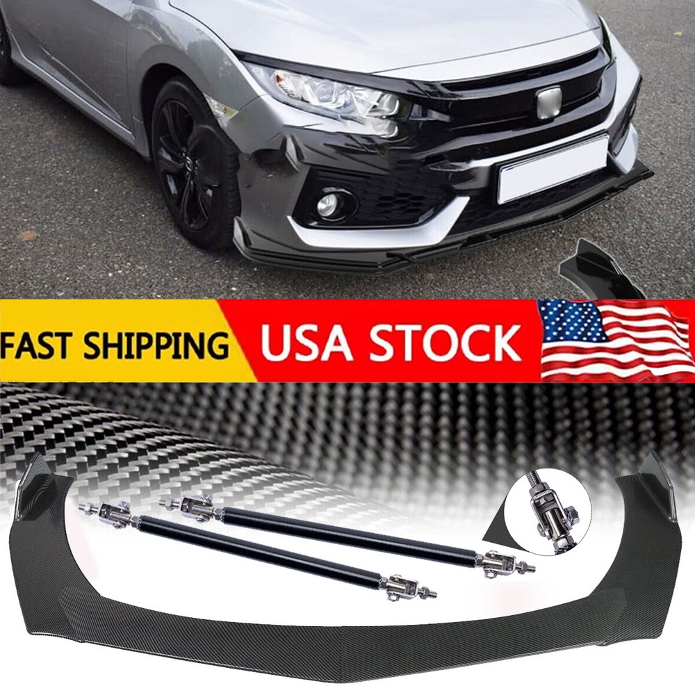 Front Lip Bumper Body Kits Splitter+Spoiler Carbon Fiber For Honda Civic 10th Si