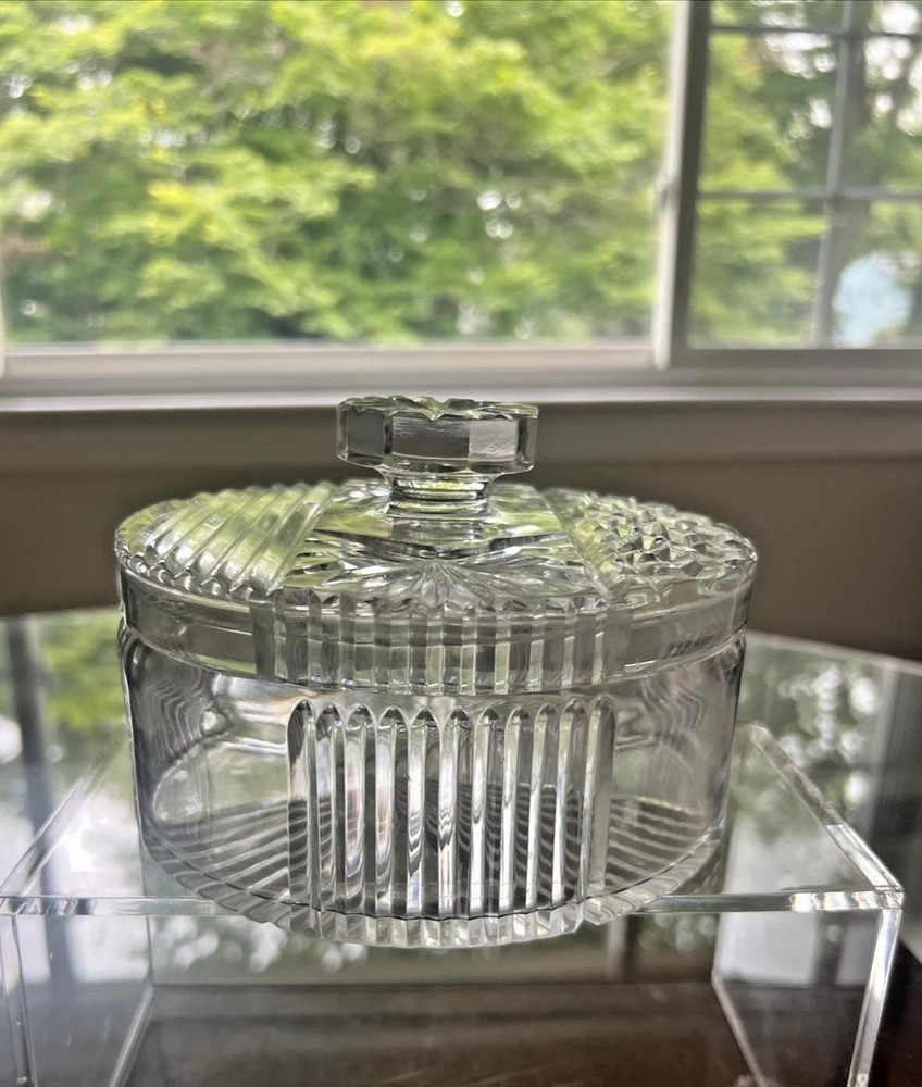 LARGE Cut Crystal Jewelry, Trinket ,Jewelry Box Candy Dish