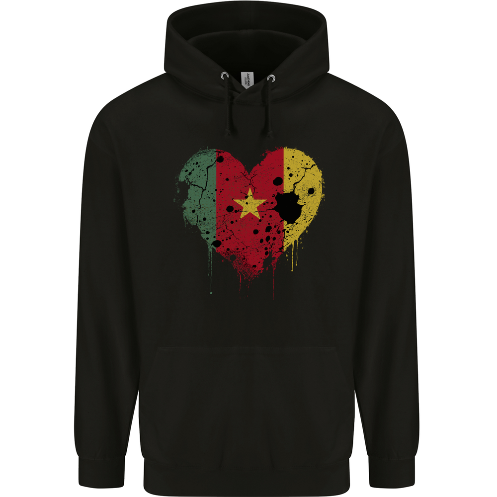 Love Camerún Bandera Camerún Día Fútbol Hombre 80% Algodón Sudadera con Capucha