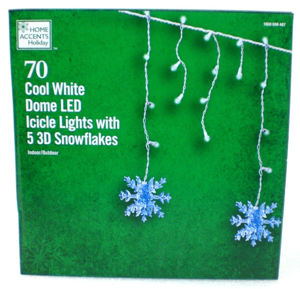 Home Accents Holiday 70 Cool White Dome Icicle Lights With 
