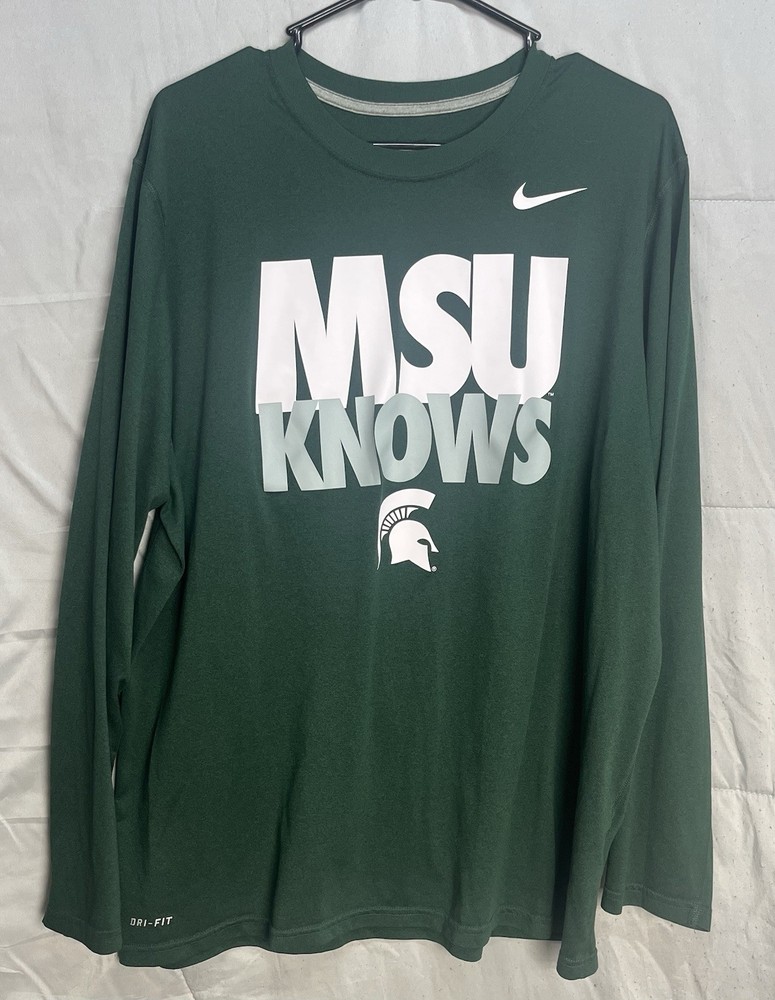 Michigan state University Green Nike Dri Fit Long Sleeve Tee