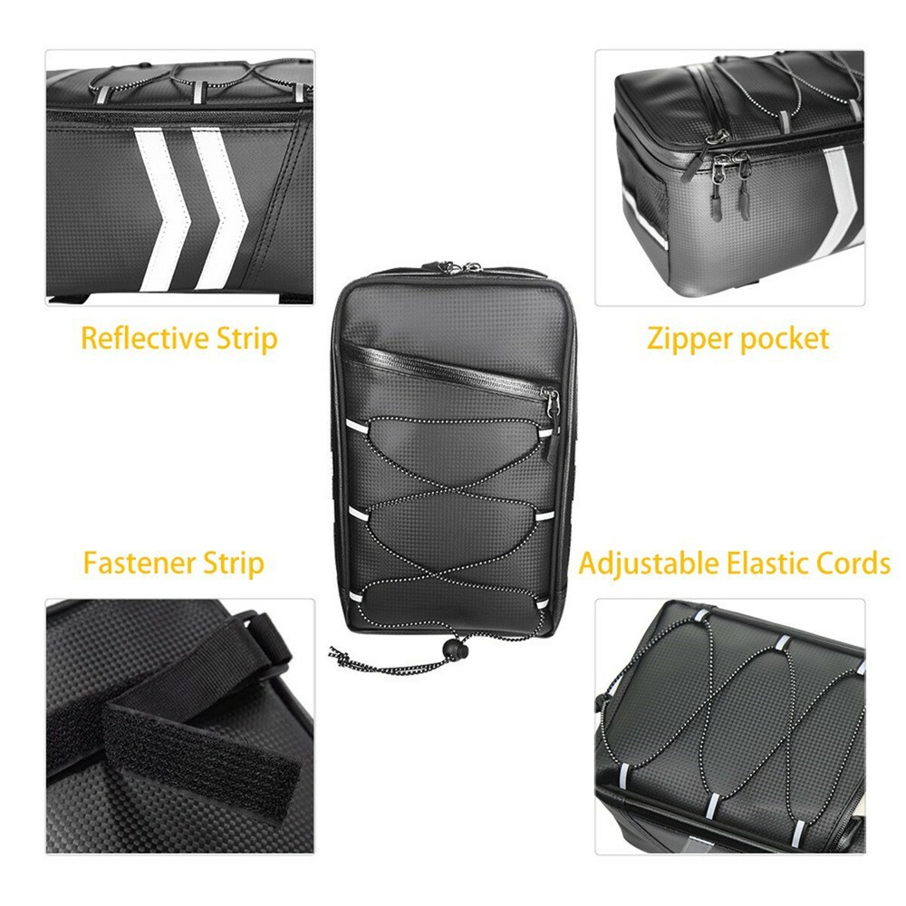 PU Leather Waterproof 9L Storage Luggage Bag Fit For Motorcycle Bike Rear Seat