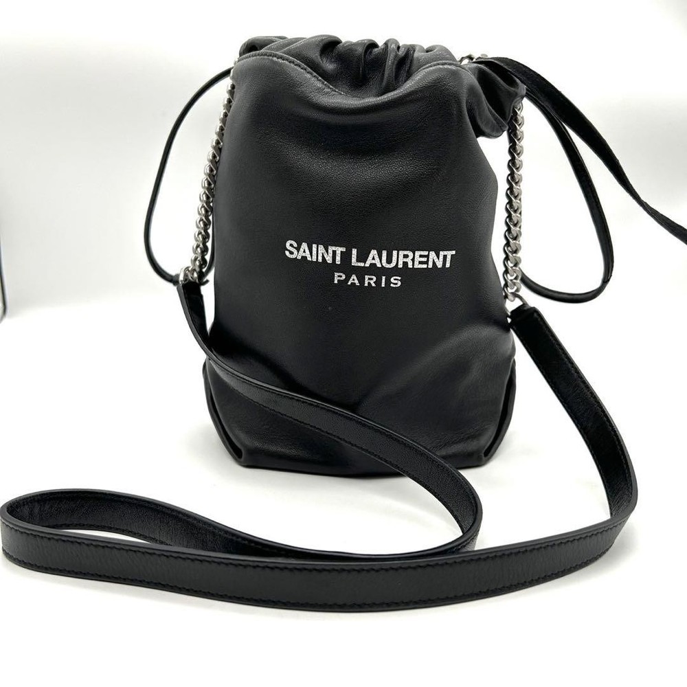 Saint Laurent Paris YSL Small Drawstring Teddy Shoulder Bag