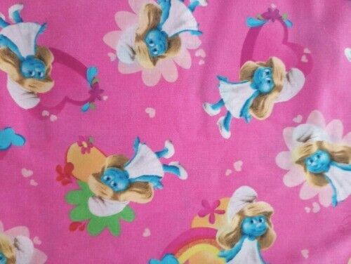 smurfette smurfs fun fabric character print piece 10 inch by 7.5 inch new