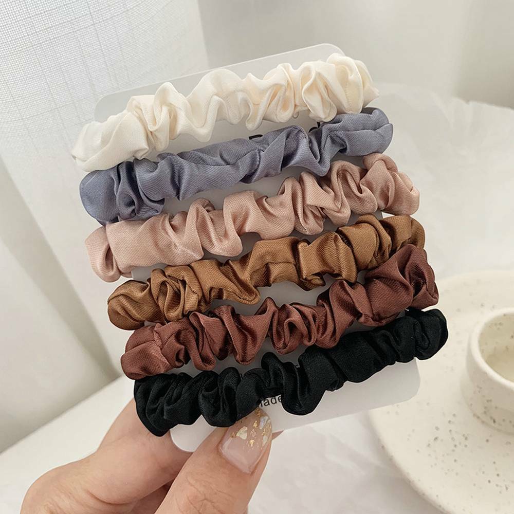 6PCS Silk Satin Hair Scrunchies for Women - Soft Ponytail Ties  