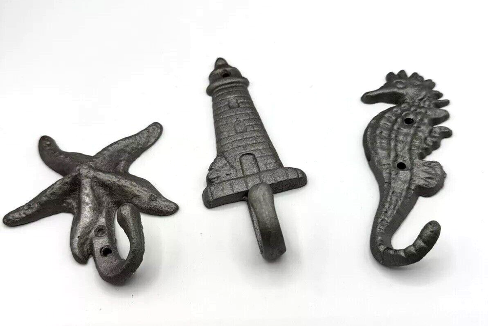 Nautical Ocean Starfish Lighthouse Seahorse Metal Clothing Decor Hooks
