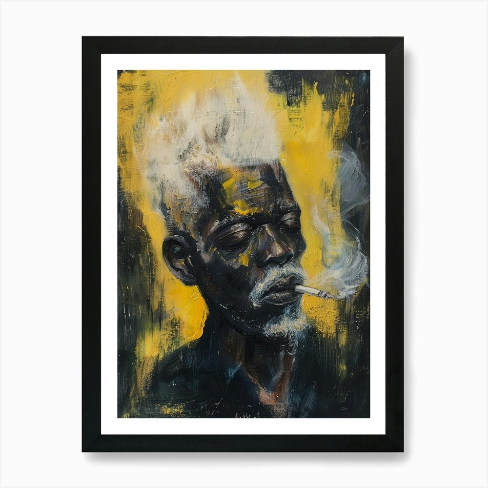 Man Smoking A Cigarette 5 Art Print Framed Wall Art Poster Canvas Print Picture