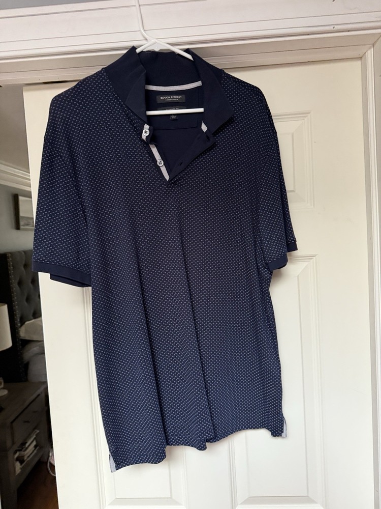 Banana Republic Men's Luxe Touch Performance Polo Shirt Navy Blue