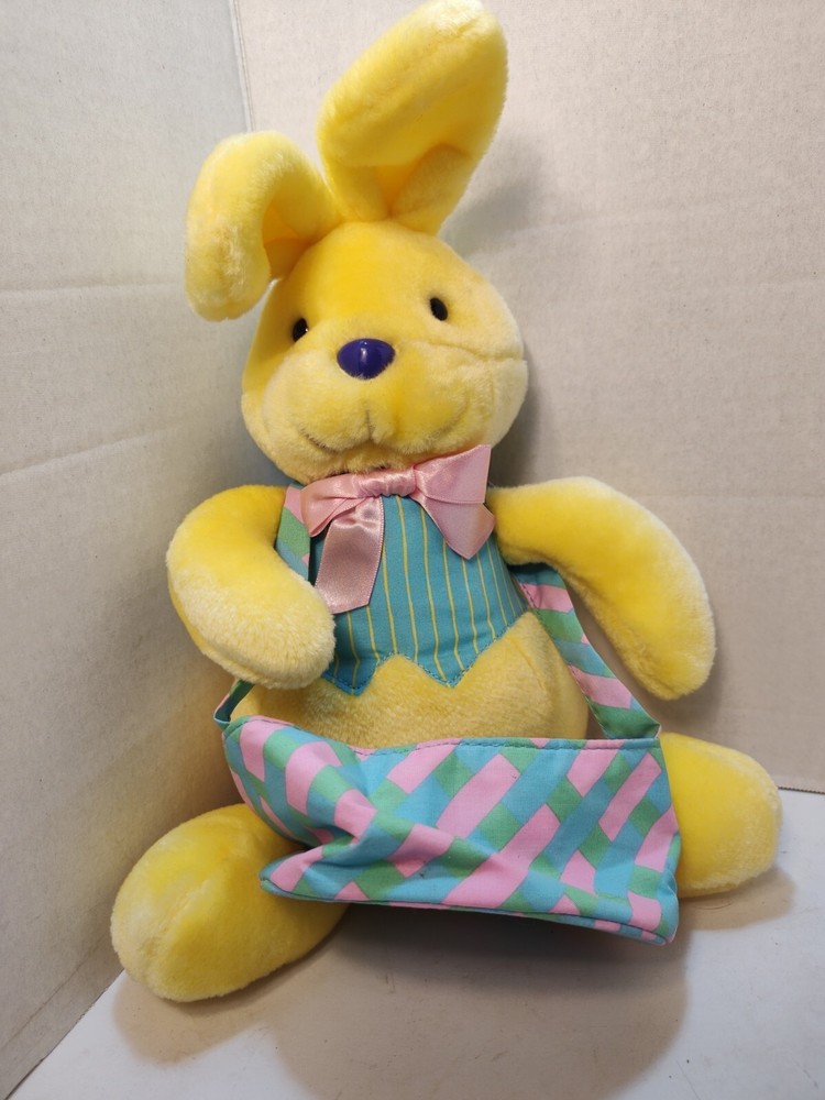 AVON YELLOW BUNNY RABBIT W/ BASKET STUFFED ANIMAL PLUSH TOY 12