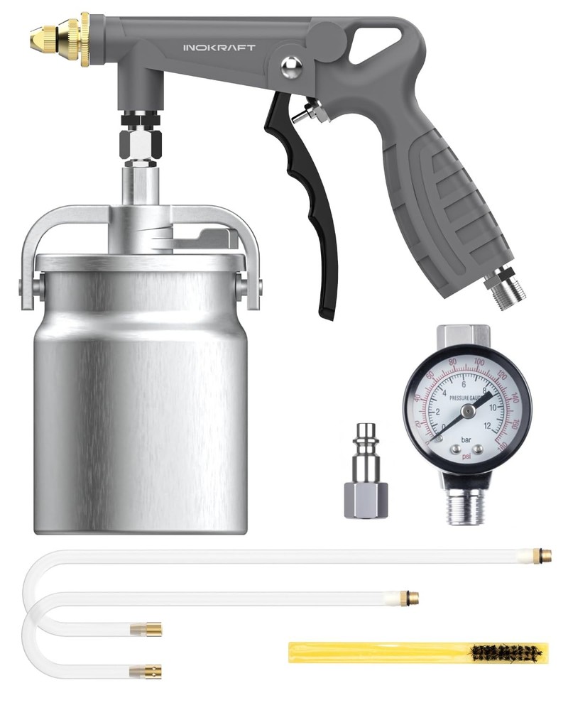 360° Undercoating Spray Gun with Suction Feed Cup & Dual Spray Hoses for Auto Protection