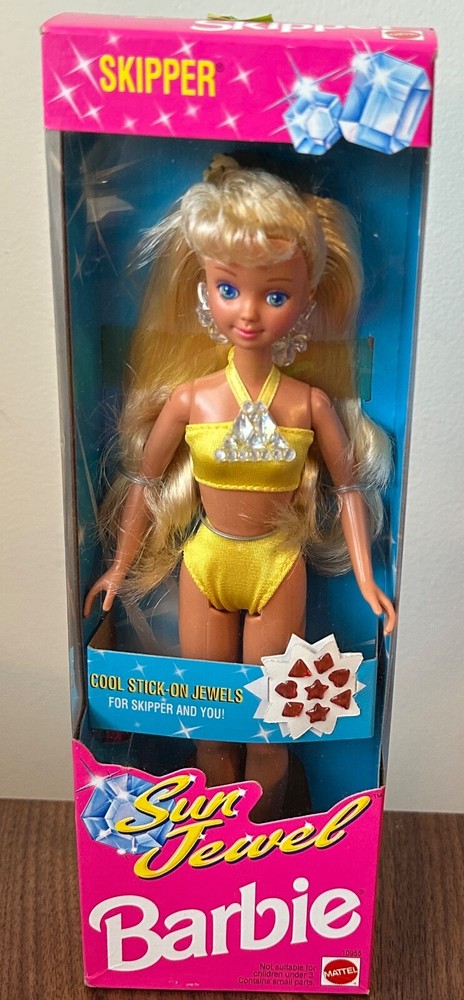 Sun Jewel Skipper Barbie Bikini Doll 10955 w/ Stick On Jewels 1993 New PP