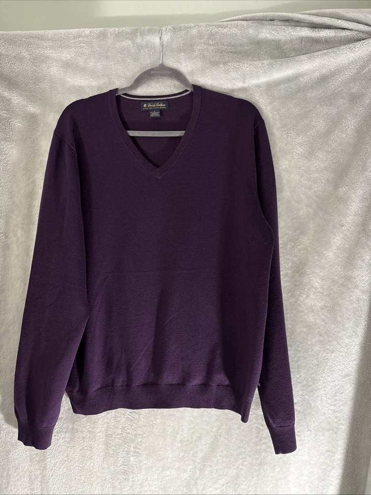 Brooks Brothers Men's Large Pullover Sweater, Extra Fine Italian Merino 🔥