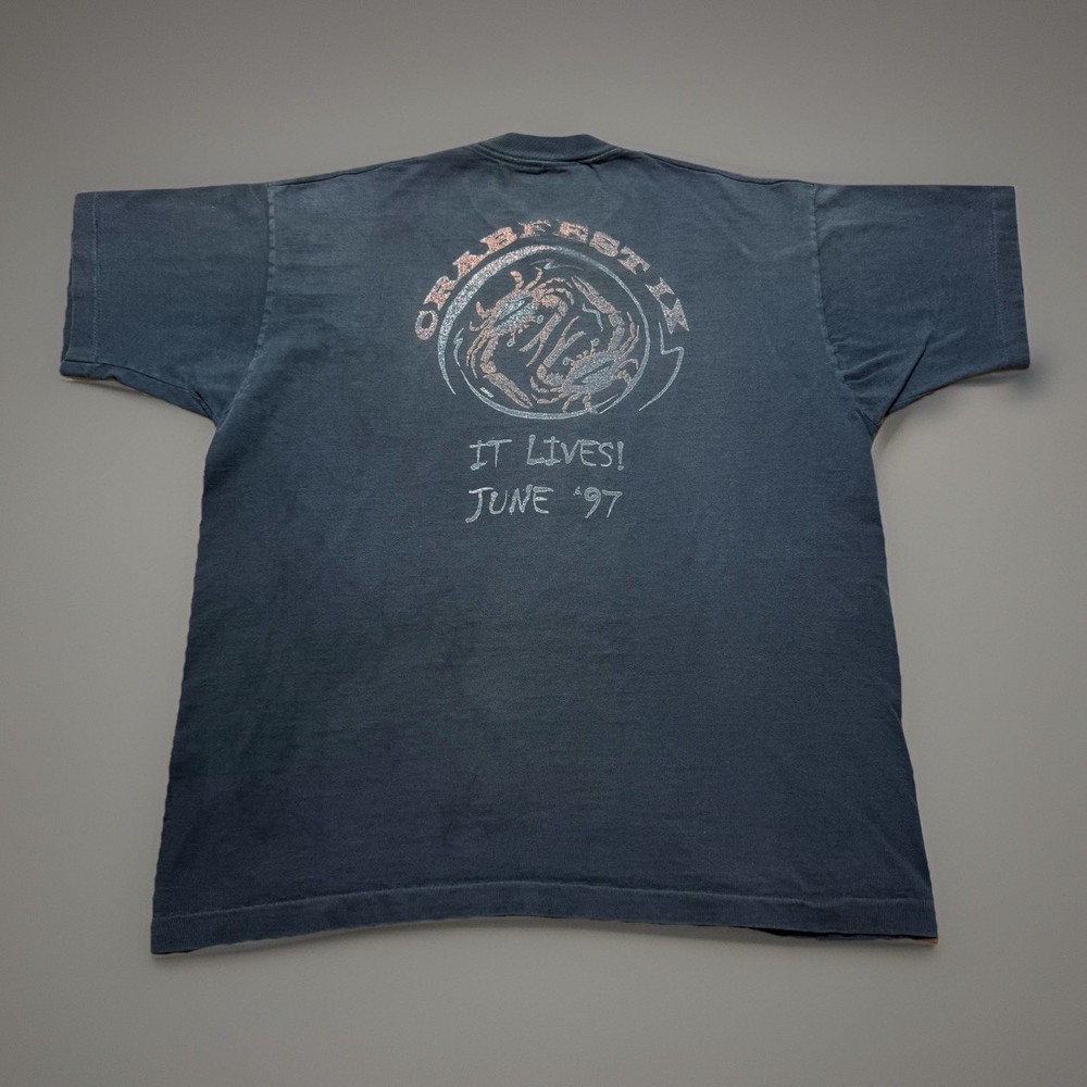 Vintage 1997 Crabfest T-Shirt Crab Graphic Seafood Festival Tee Faded Black XL
