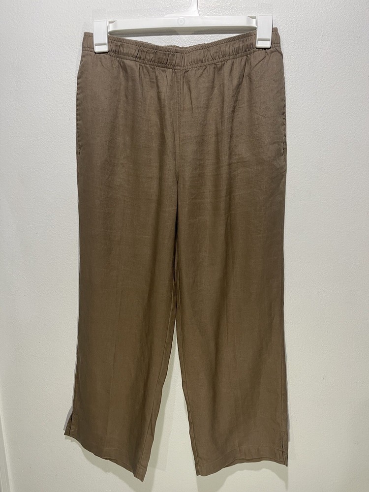 Andrea jovine Linen pants straight Legs brown summer resort wear women’s M