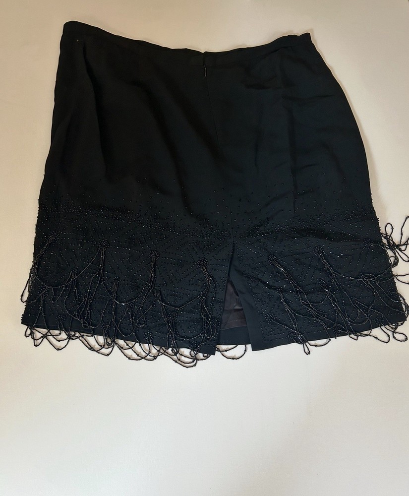 Lafayette 148 Black Beaded Skirt Size 18 Elegant & Stylish