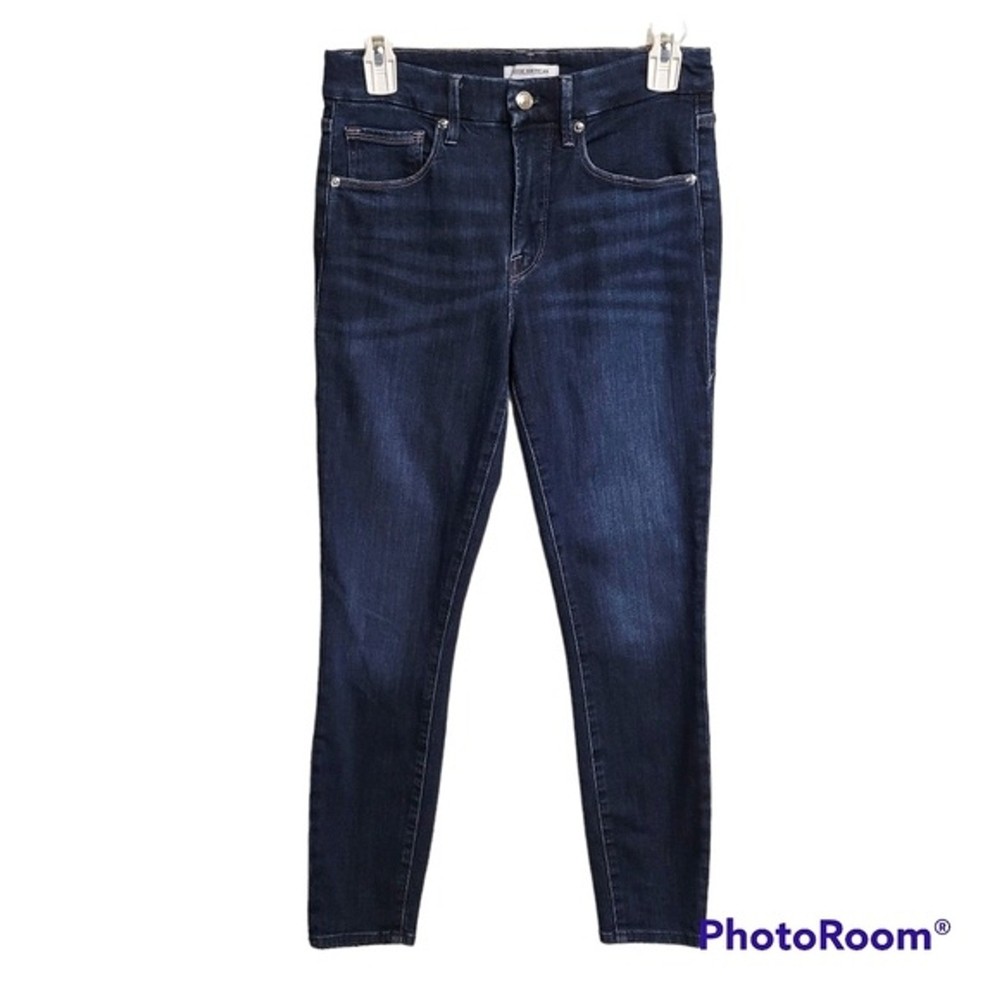 Good American Good Legs Crop Dark Blue Denim Jeans Women's Size 6/28