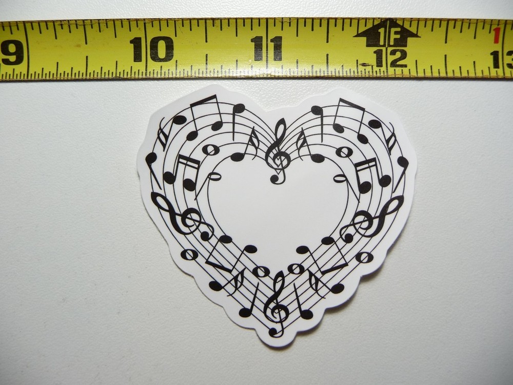 Double Heart Music Note Love Sticker Decal for Musicians and Bands-image