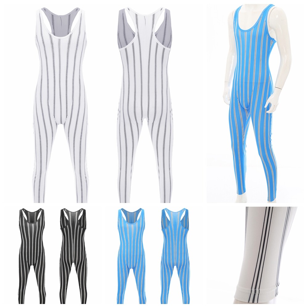 Men Bodysuit Gymnastics Jumpsuit Slim FIt Rompers Fitness Unitard Muscle Swim
