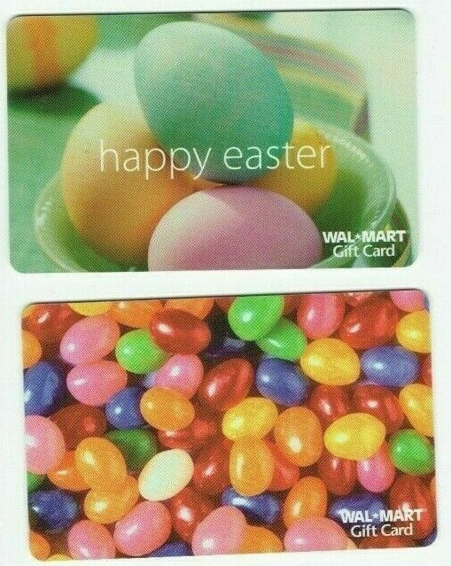 Walmart Gift Card LOT of 2 Easter - Colored Eggs & Jelly Beans - F - No Value-image