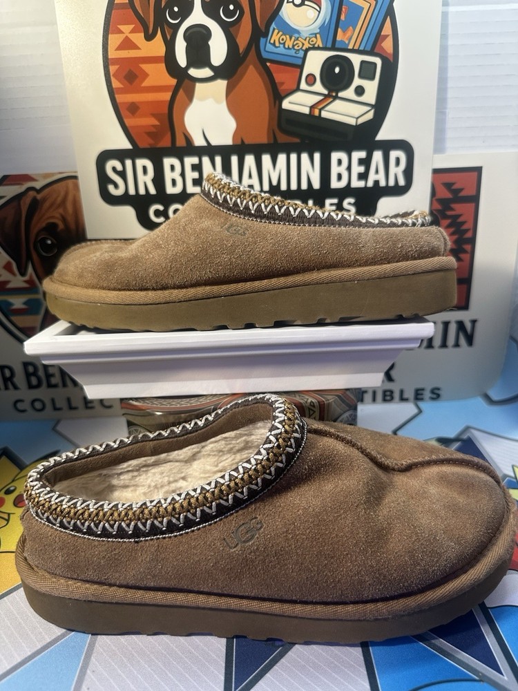 UGG Tasman 5955 Slippers Womens Size 8 Sand Beige Red Insulated Sheepskin Casual