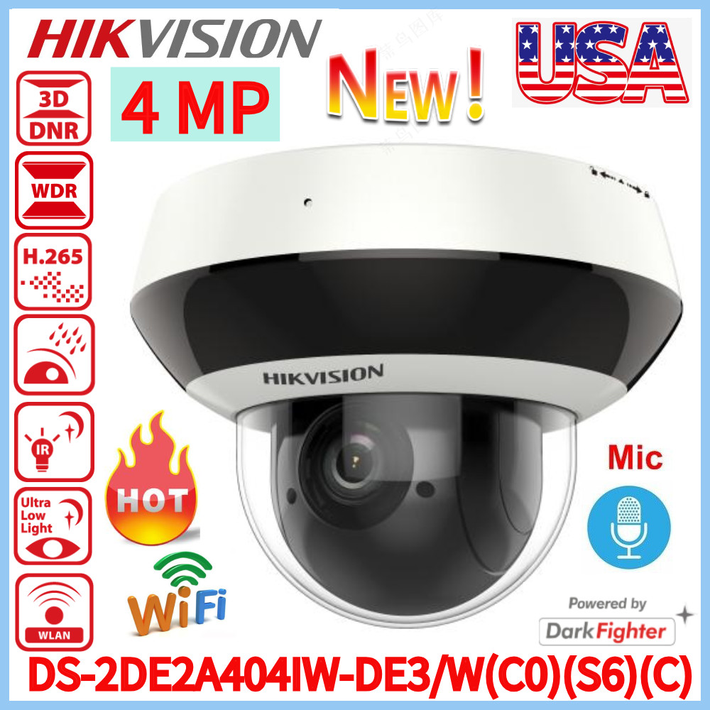 Hikvision 4MP 4x Zoom WiFi Mini PTZ IP Camera DS-2DE2A404IW-DE3/W US Model