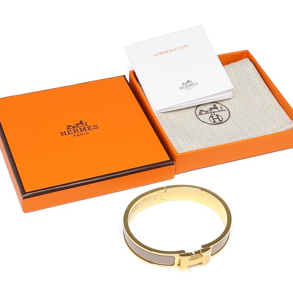 Hermes Clic H Enamel Bracelet Marron Glace Bangle 801118