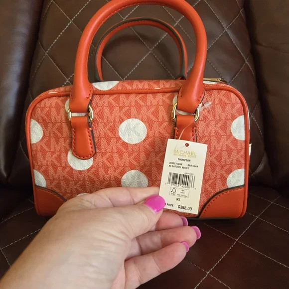 Michael Kors Thompson Extra-Small Polka Dot Signature Logo Satchel- NWT