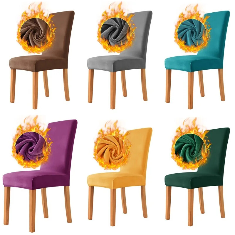 1/2/4/6pc Velvet Fabric Big Elastic Chair Cover Washable Chair Covers Home Decor