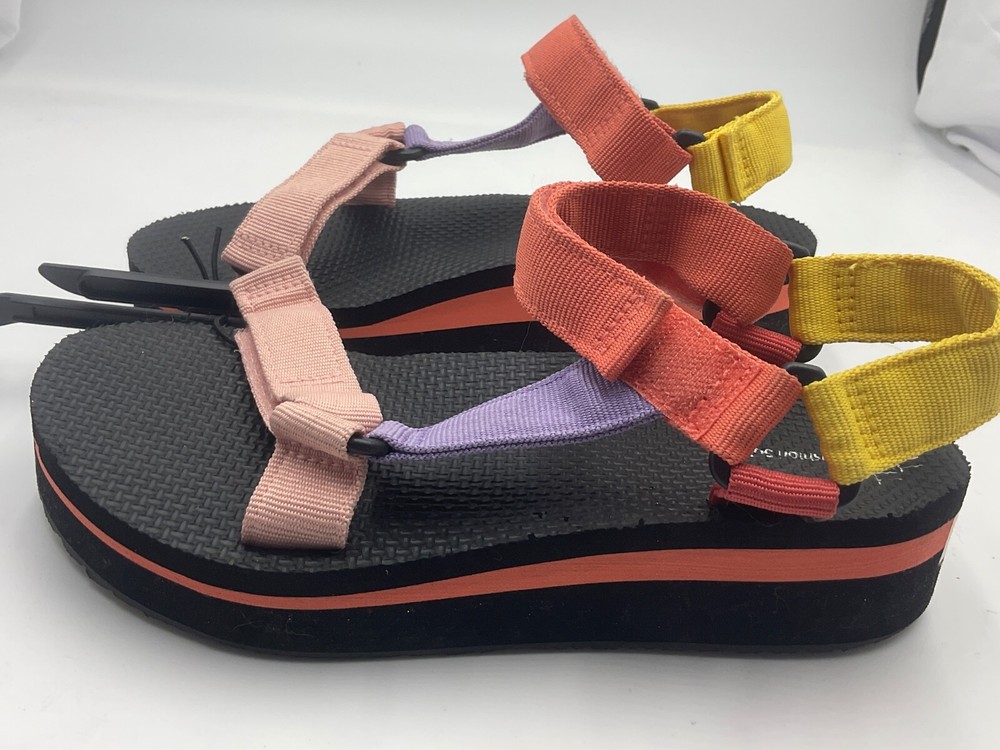 Women\'s Rainbow Platform Sandal by Time and Tru Size 7