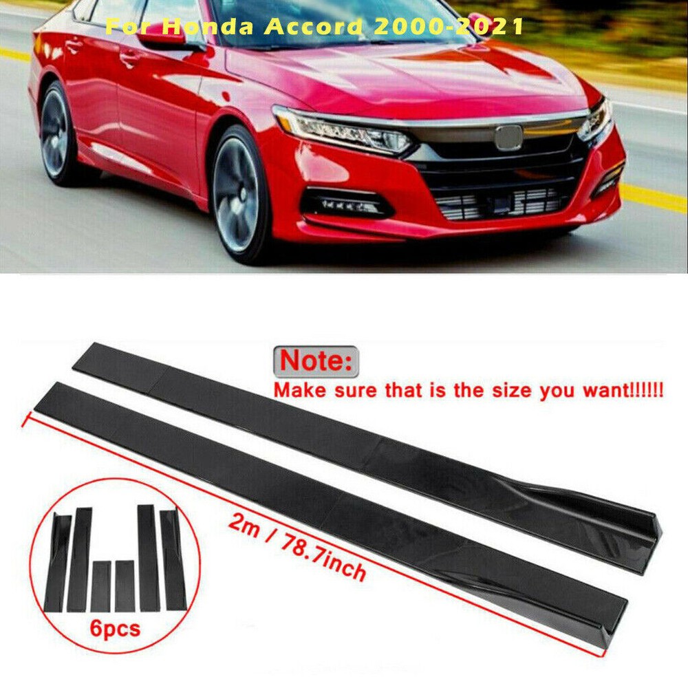 For Honda Accord 2000-2021 78.7'' Gloss Black Side Skirt Extension Rocker Panel