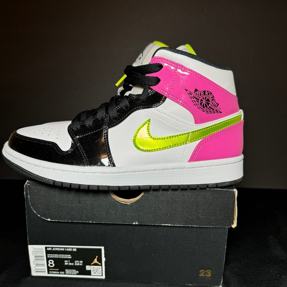 Nike Air Jordan 1 Mid SE Cyber Active Fuchsia Men's Shoes - Size 8 - CZ9834 100