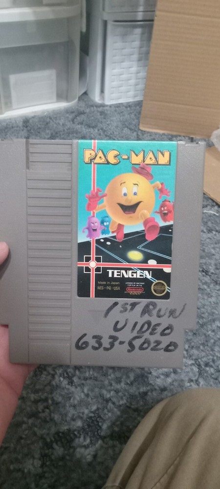 Pac-Man (Nintendo Entertainment System, 1990) Has writing on cartridge