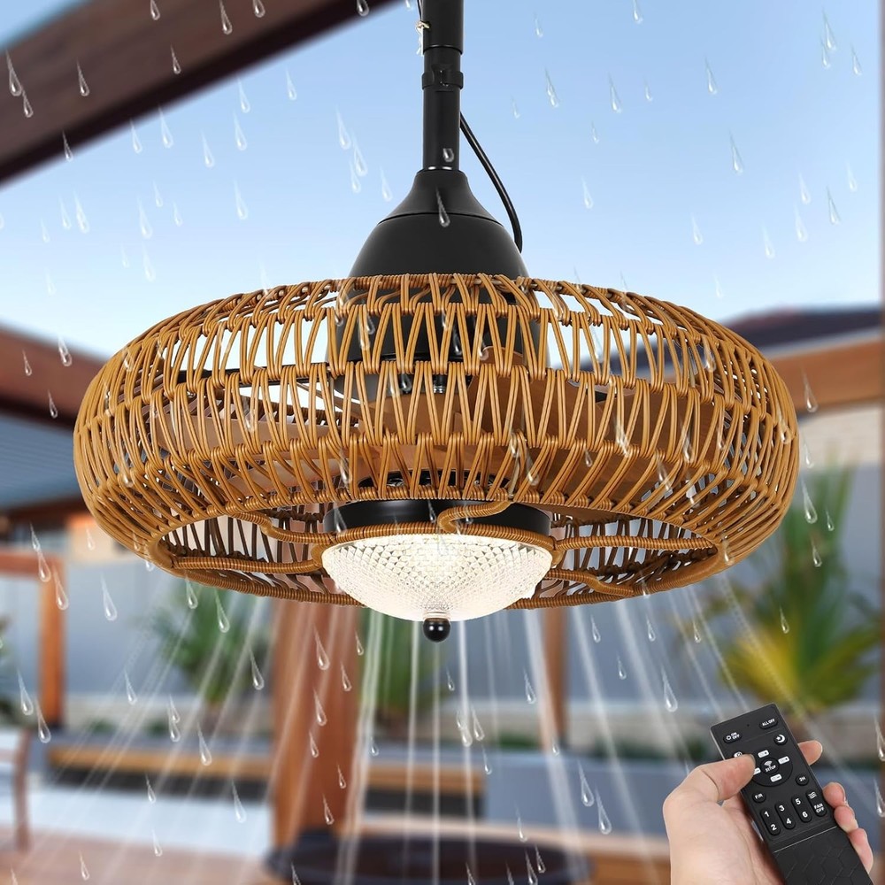 Waterproof Outdoor Ceiling Fan with Lights Remote Control, Wet Rated Gazebo Fan