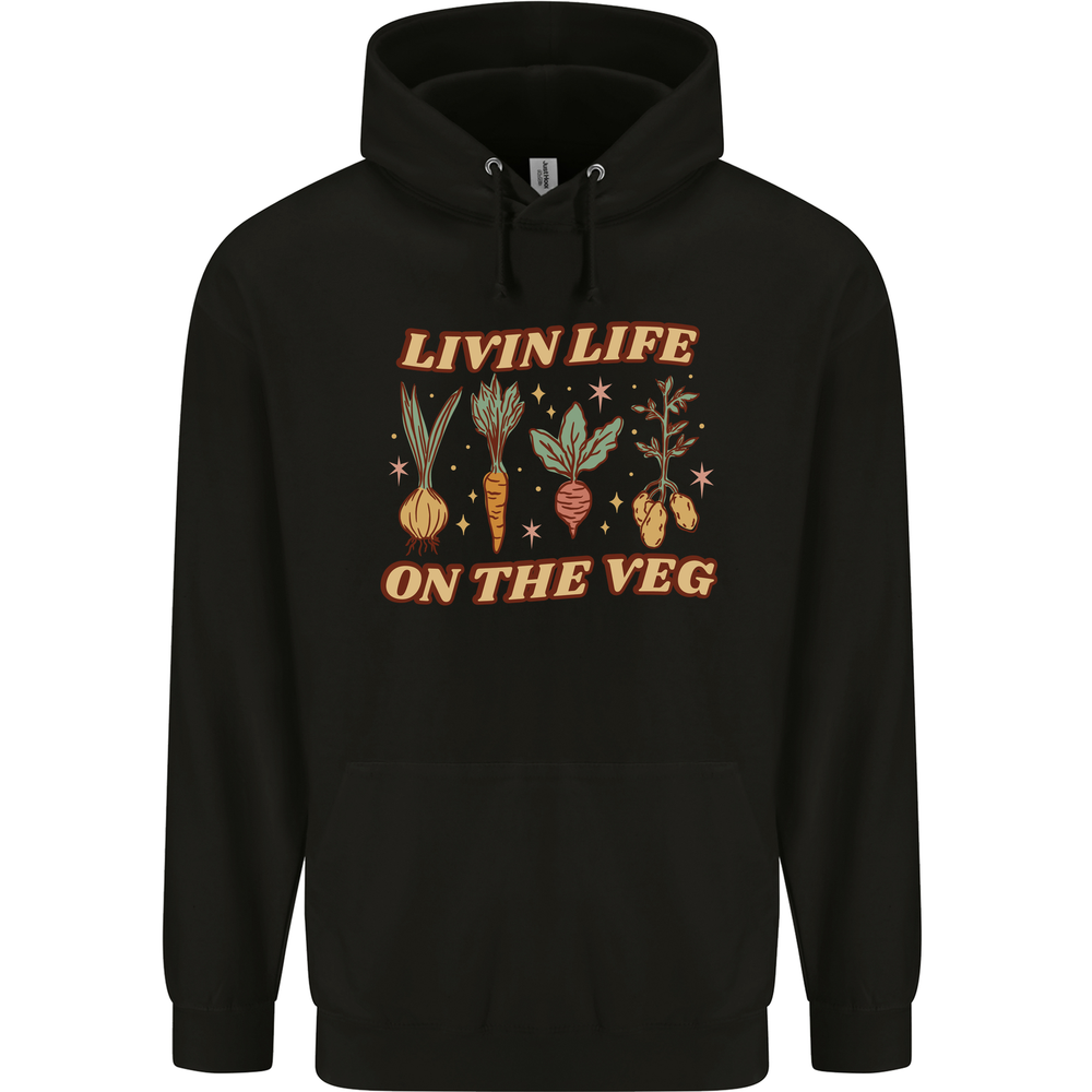Vegan Living Life on the Veg Vegetarian Mens 80% Cotton Hoodie
